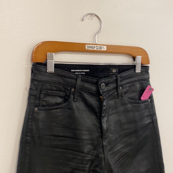 AG ADRIANO GOLDSCHMIED black waxed Farrah skinny high rise - Picture 2 of 4